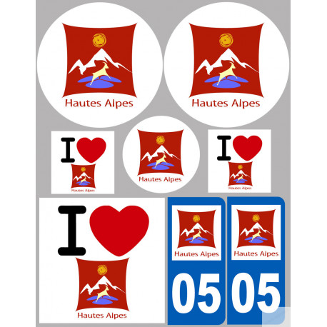 Département 05 Les Hautes Alpes - 8 autocollants variés - Sticker/autocollant