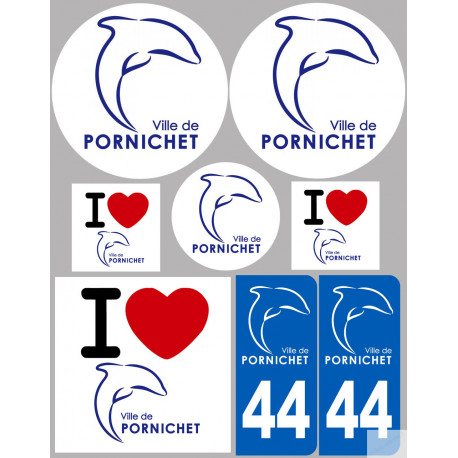 Département 44 Pornichet - 8 autocollants variés - Sticker/autocollant