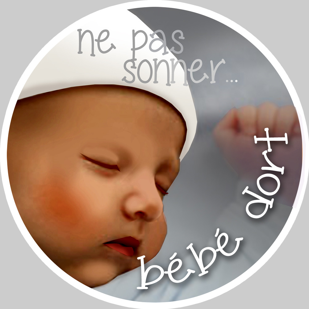 Sticker Autocollant Ne Pas Sonner Bebe Dort Style 2 10cm