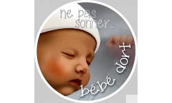 sticker / Autocollant : ne pas sonner bébé dort style 2 - 15cm - Sticker/autocollant