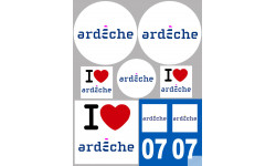 Département 07 L'Ardèche - 8 autocollants variés - Sticker/autocollant