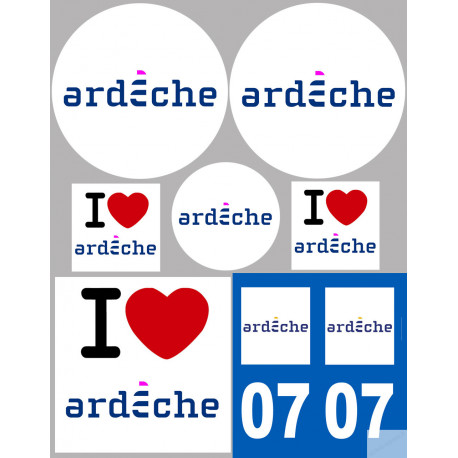 Ardèche - 8 autocollants variés - Sticker/autocollant