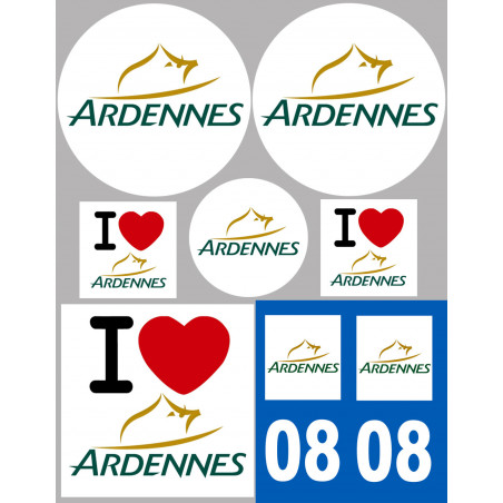 Ardennes - 8 autocollants variés - Sticker/autocollant