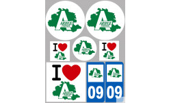 Département 09 L'Ariège - 8 autocollants variés - Sticker/autocollant