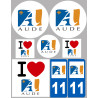 Département 11 L'Aude - 8 autocollants variés - Sticker/autocollant