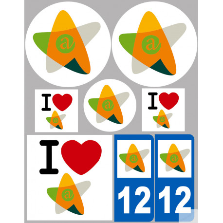 Aveyron - 8 autocollants variés - Sticker/autocollant