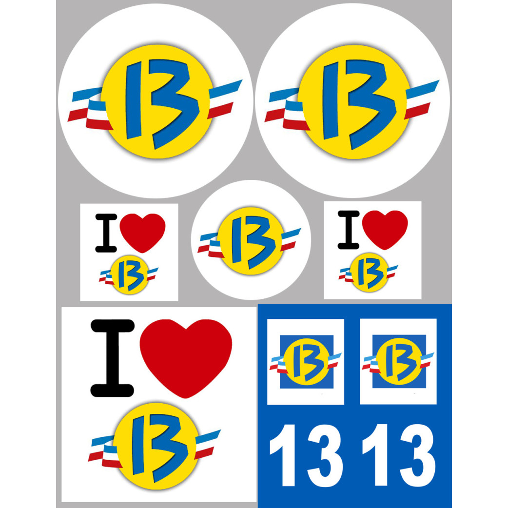 Bouches du Rhône - 8 autocollants variés - Sticker/autocollant