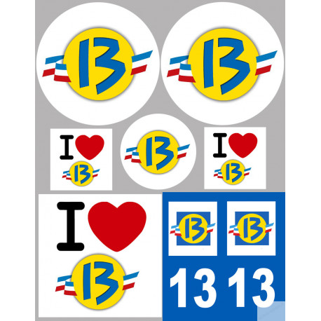 Département 13 Les Bouches du Rhône - 8 autocollants variés - Sticker/autocollant