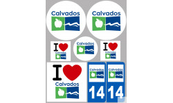 Département 14 Le Calvados - 8 autocollants variés - Sticker/autocollant