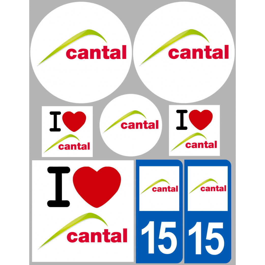 Cantal - 8 autocollants variés - Sticker/autocollant