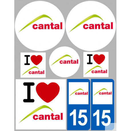 Département 15 Le Cantal - 8 autocollants variés - Sticker/autocollant