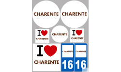 Département 16 La Charente - 8 autocollants variés - Sticker/autocollant