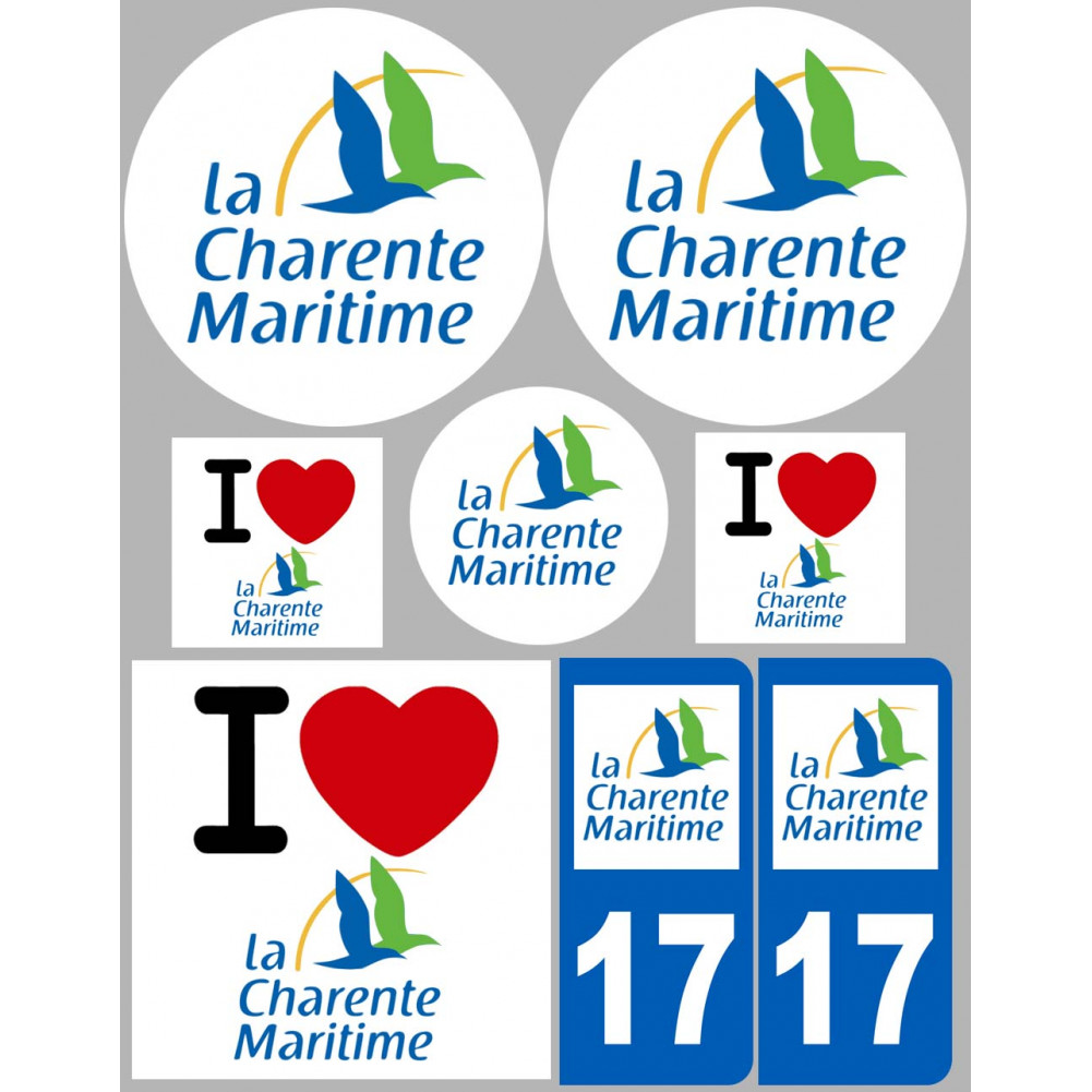 Autocollants Immatriculation Charente-Maritime 17 - Lot De 2 - Format Officiel 45x100mm