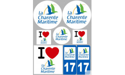 Département 17 La Charente Maritime - 8 autocollants variés - Sticker/autocollant