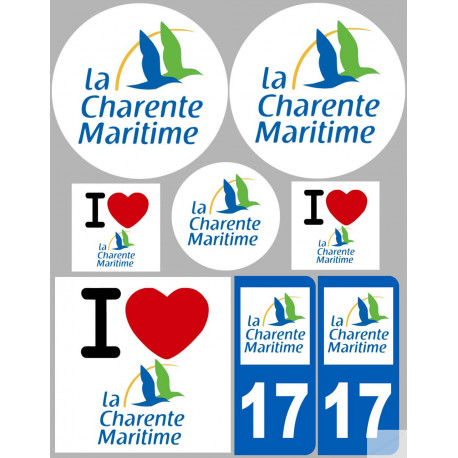 Département 17 La Charente Maritime - 8 autocollants variés - Sticker/autocollant