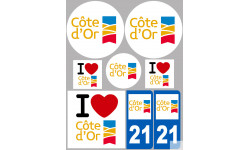 Département 21 La Côte d'Or - 8 autocollants variés - Sticker/autocollant