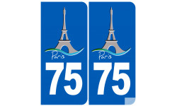 immatriculation 75 Tour Eiffel - Sticker/autocollant