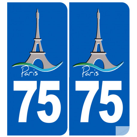 immatriculation 75 Tour Eiffel - Sticker/autocollant