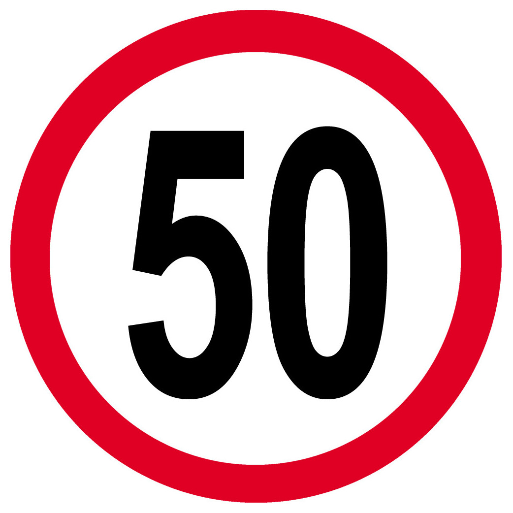 Disque de vitesse 50km/h rouge - 20cm - Sticker/autocollant