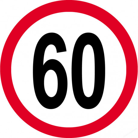 Disque de vitesse 60km/h rouge - 10cm - Sticker/autocollant