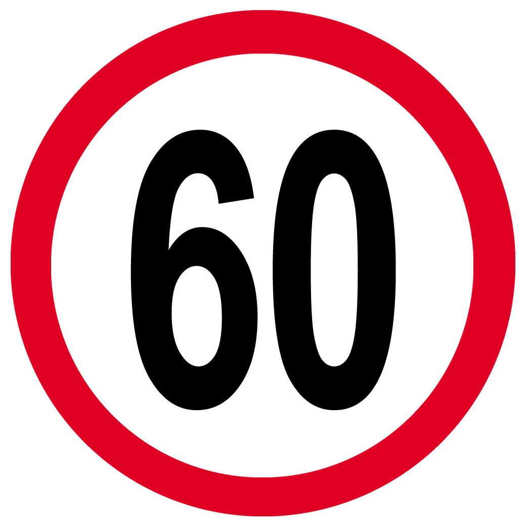 Disque de vitesse 60km/h rouge - 15cm - Sticker/autocollant