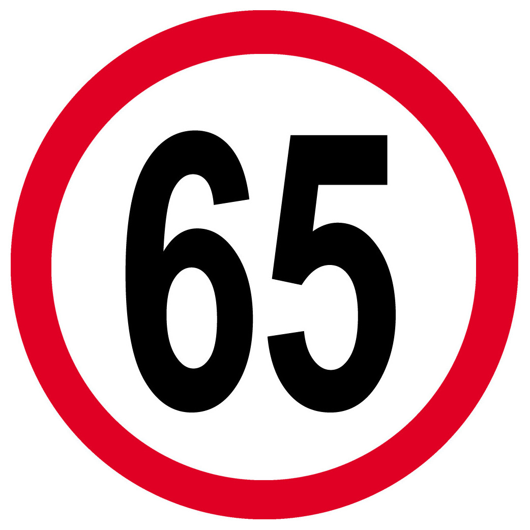 Disque de vitesse 65km/h rouge - 20cm - Sticker/autocollant
