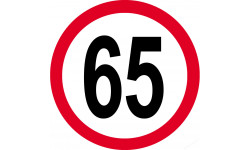 Disque de vitesse 65km/h rouge - 20cm - Sticker/autocollant