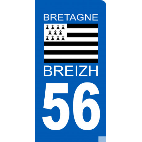 immatriculation motard 56 BRIEZH - Sticker/autocollant