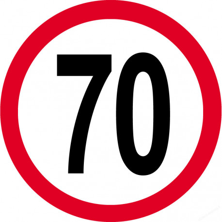 Disque de vitesse 70km/h rouge - 10cm - Sticker/autocollant