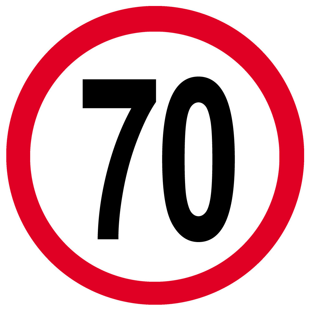 Disque de vitesse 70km/h rouge - 20cm - Sticker/autocollant