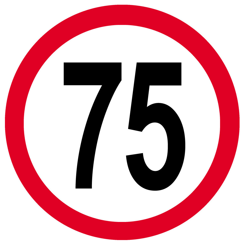 Disque de vitesse 75km/h rouge - 20cm - Sticker/autocollant