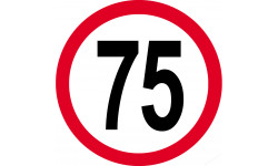 Disque de vitesse 75km/h rouge - 15cm - Sticker/autocollant