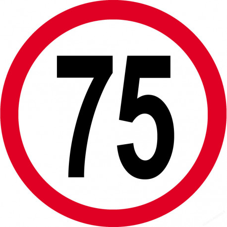 Disque de vitesse 75km/h rouge - 10cm - Sticker/autocollant