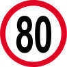 Disque de vitesse 80km/h rouge - 15cm - Sticker/autocollant