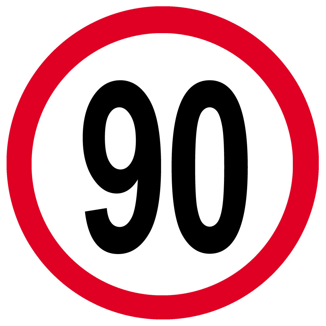 Disque de vitesse 90km/h rouge - 20cm - Sticker/autocollant