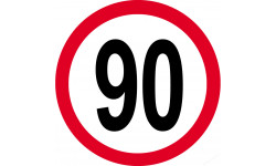 Disque de vitesse 90km/h rouge - 20cm - Sticker/autocollant