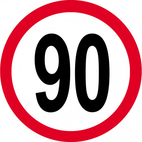 Disque de vitesse 90km/h rouge - 10cm - Sticker/autocollant