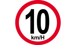 Disque de vitesse 10Km/H bord rouge - 10cm - Sticker/autocollant