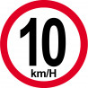 Disque de vitesse 10Km/H bord rouge - 10cm - Sticker/autocollant