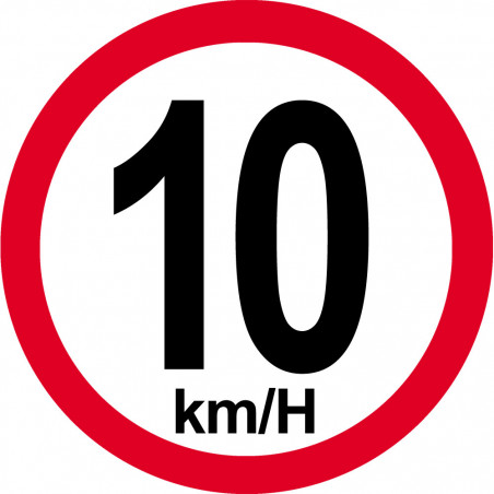 Disque de vitesse 10Km/H bord rouge - 15cm - Sticker/autocollant