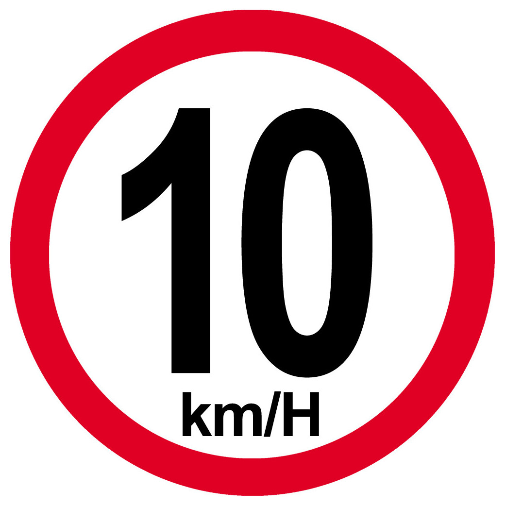 Disque de vitesse 10Km/H bord rouge - 20cm - Sticker/autocollant