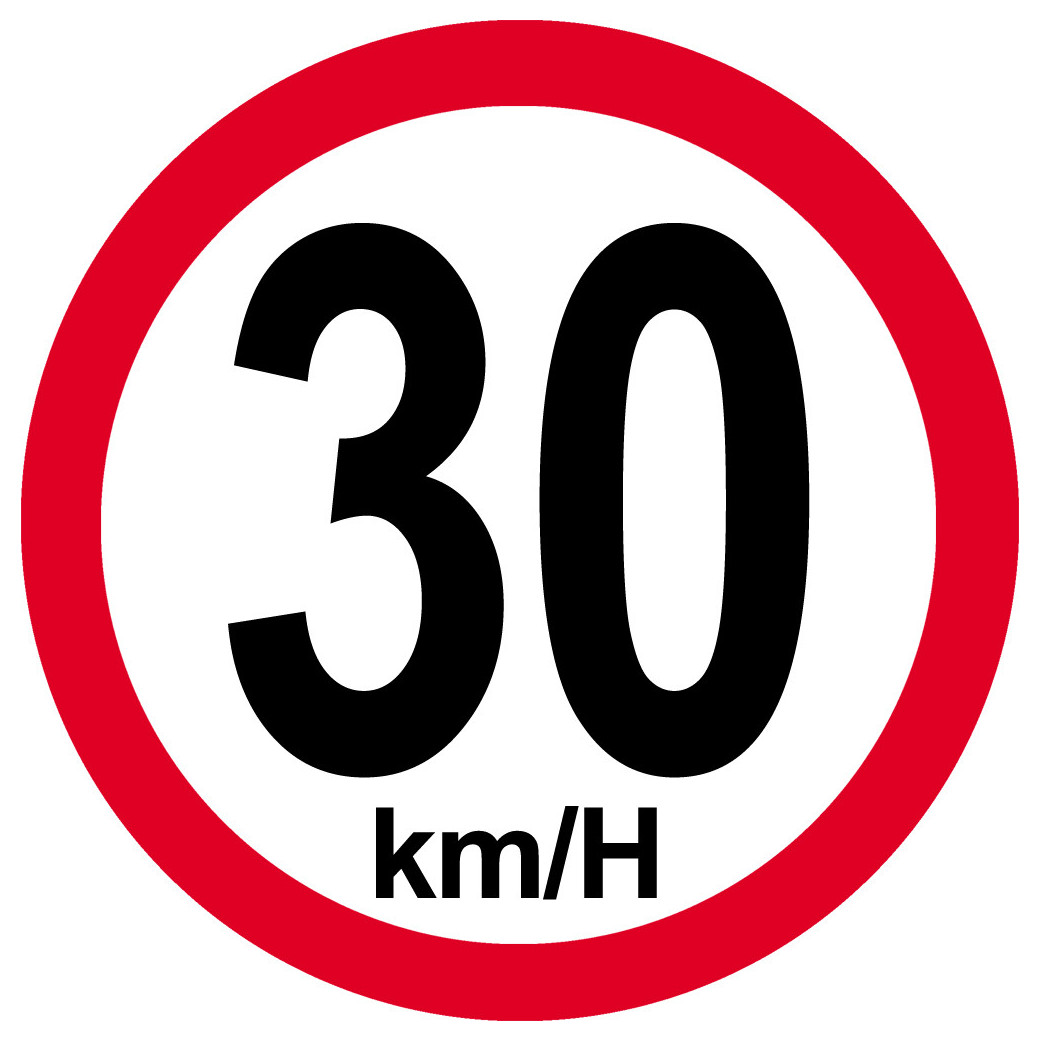 Disque de vitesse 30Km/H bord rouge - 15cm - Sticker/autocollant