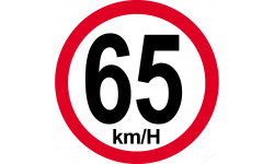 Disque de vitesse 65Km/H bord rouge - 20cm - Sticker/autocollant