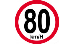 Disque de vitesse 80Km/H bord rouge - 15cm - Sticker/autocollant