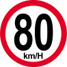 Disque de vitesse 80Km/H bord rouge - 15cm - Sticker/autocollant