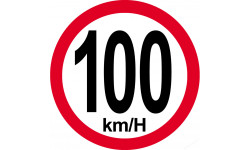 Disque de vitesse 100Km/H bord rouge - 10cm - Sticker/autocollant