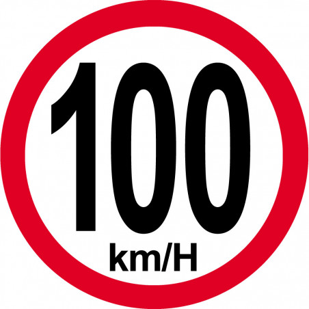 Disque de vitesse 100Km/H bord rouge - 10cm - Sticker/autocollant