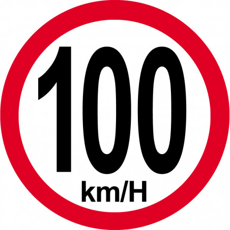 Disque de vitesse 100Km/H bord rouge - 15cm - Sticker/autocollant