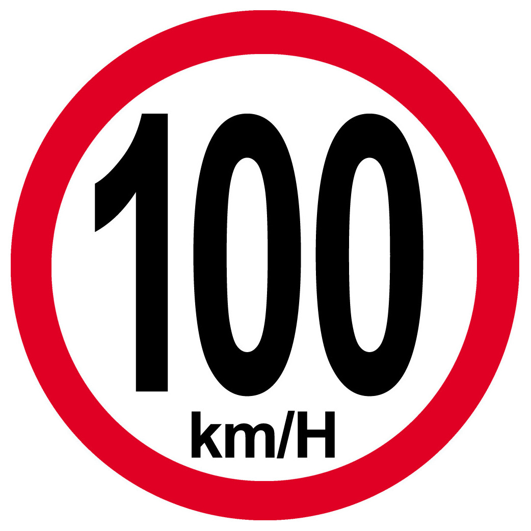 Disque de vitesse 100Km/H bord rouge - 20cm - Sticker/autocollant