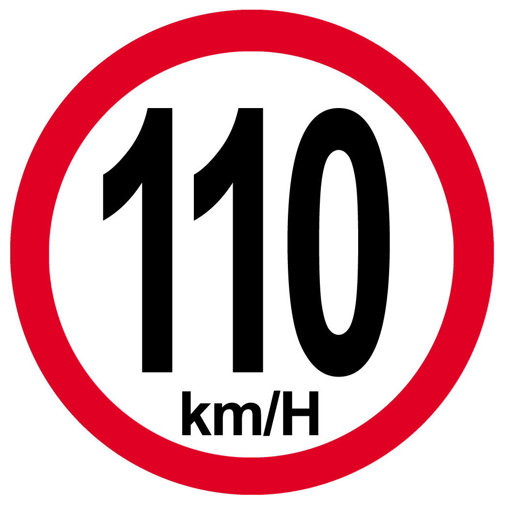 Disque de vitesse 110Km/H bord rouge - 10cm - Sticker/autocollant